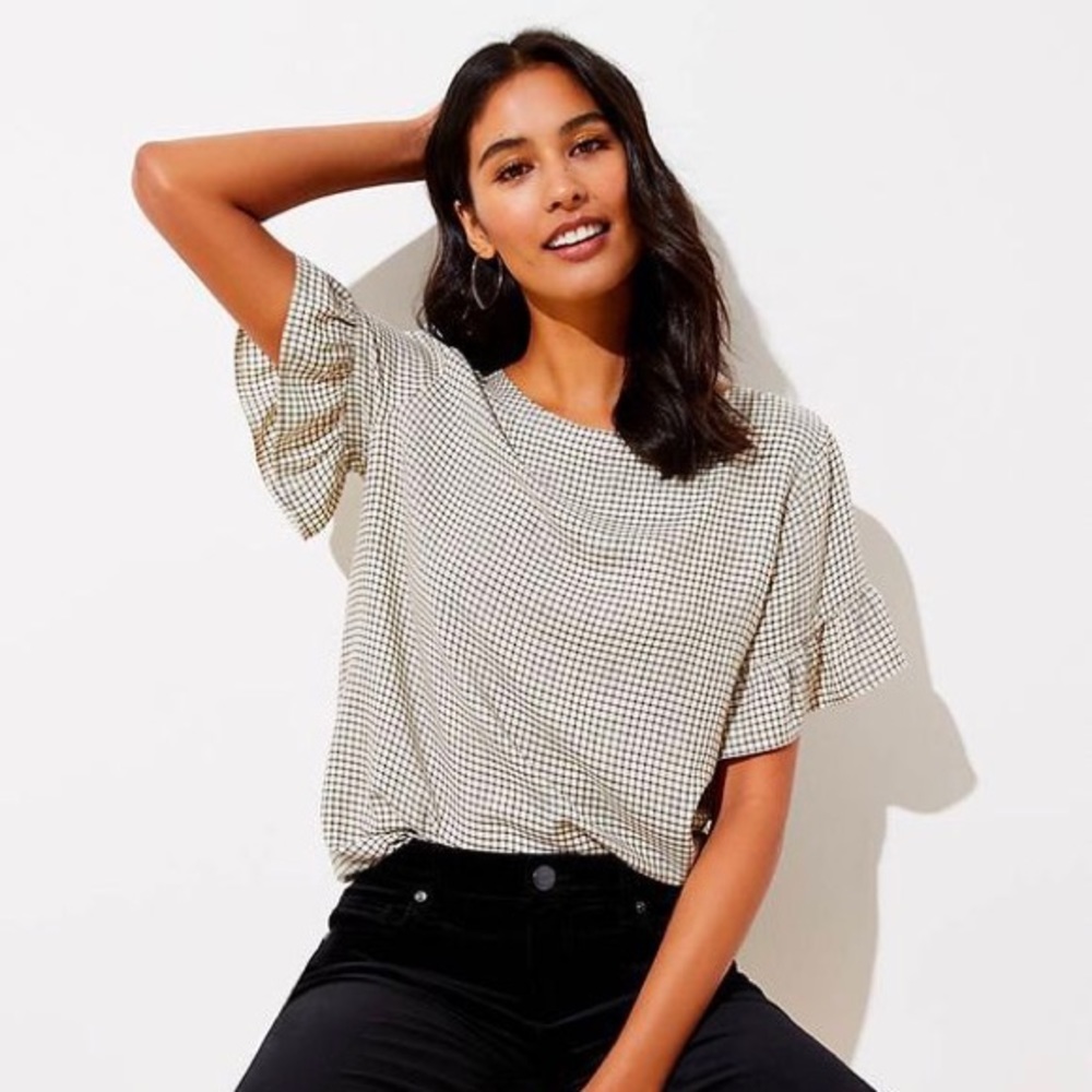 Plaid Ruffle Cuff Shirt